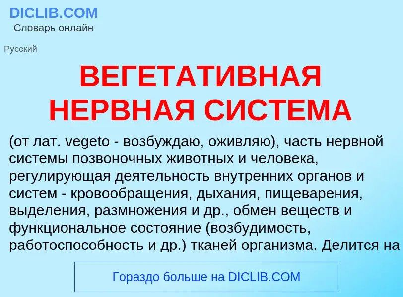 Что такое ВЕГЕТАТИВНАЯ НЕРВНАЯ СИСТЕМА - определение