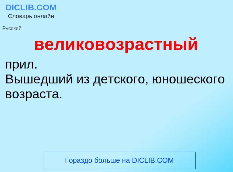 Wat is великовозрастный - definition