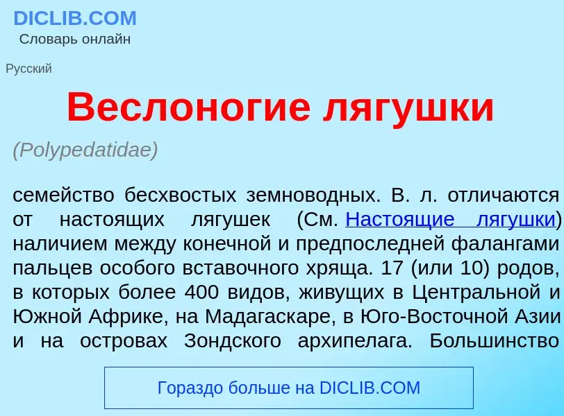 Что такое Веслон<font color="red">о</font>гие ляг<font color="red">у</font>шки - определение