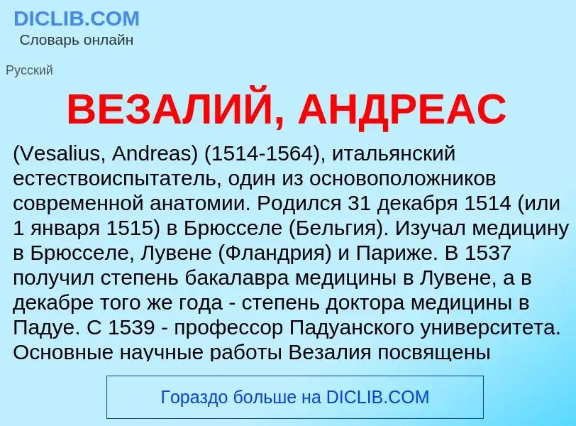 Wat is ВЕЗАЛИЙ, АНДРЕАС - definition