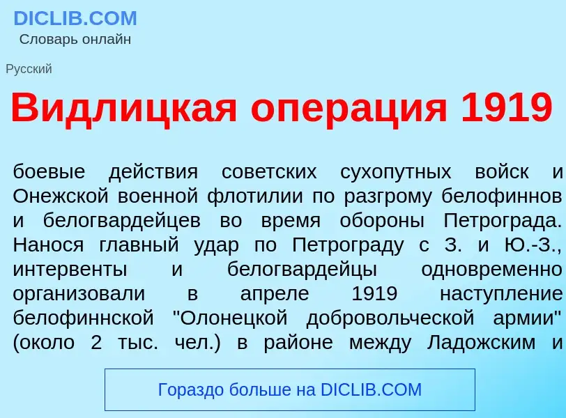 Что такое В<font color="red">и</font>длицкая опер<font color="red">а</font>ция 1919 - определение