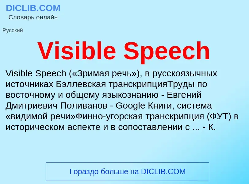 Che cos'è Visible Speech - definizione