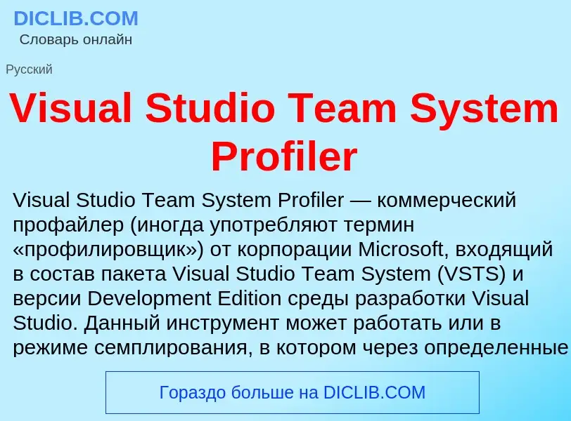 Che cos'è Visual Studio Team System Profiler - definizione