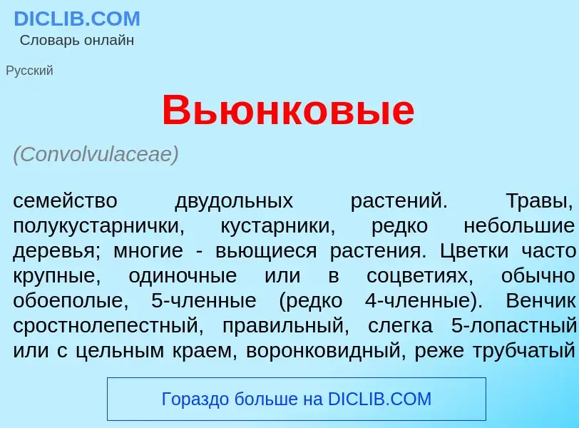 O que é Вьюнк<font color="red">о</font>вые - definição, significado, conceito