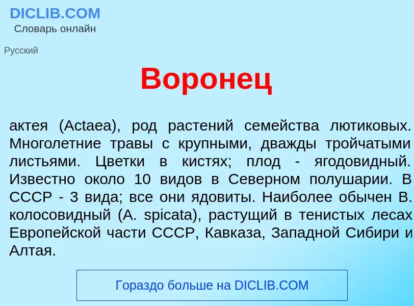 Что такое Ворон<font color="red">е</font>ц - определение