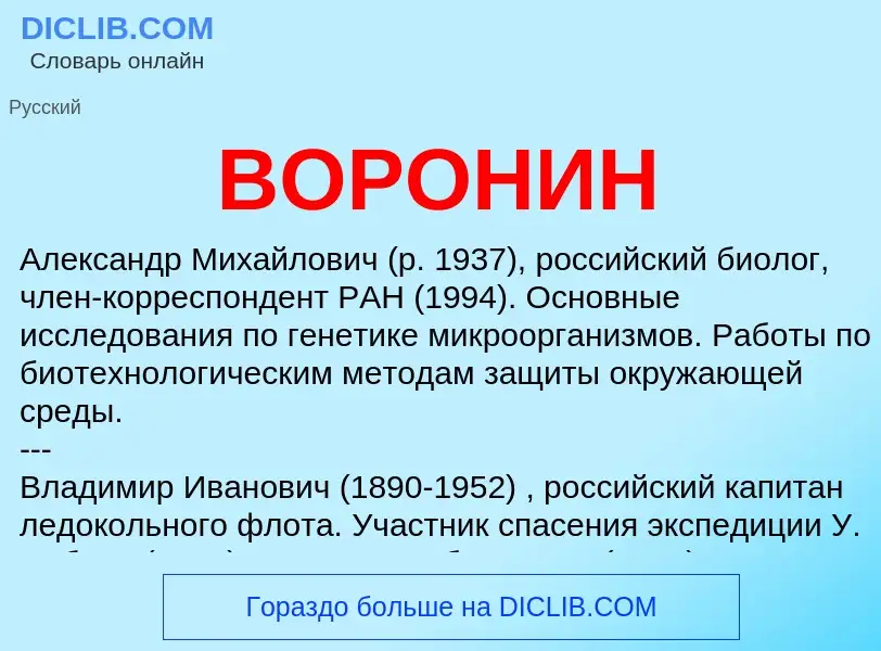 O que é ВОРОНИН - definição, significado, conceito