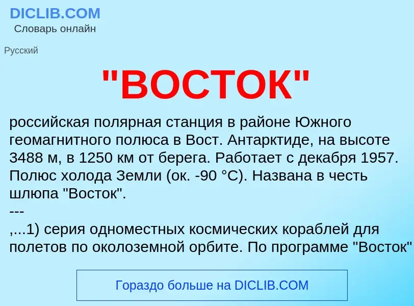 Che cos'è "ВОСТОК" - definizione