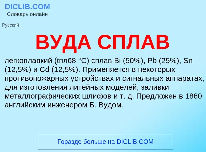 Was ist ВУДА СПЛАВ - Definition