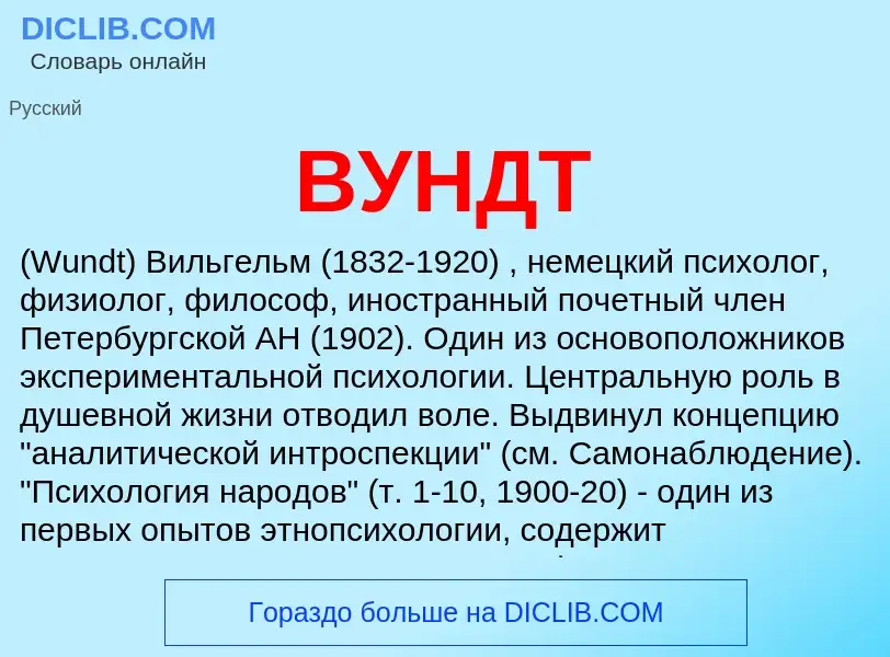 What is ВУНДТ - meaning and definition