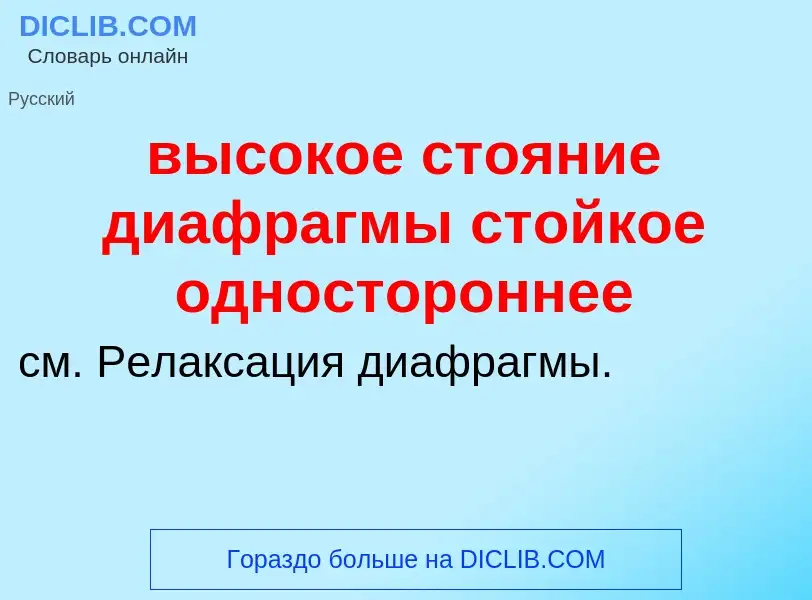 Что такое высокое стояние диафрагмы стойкое одностороннее - определение