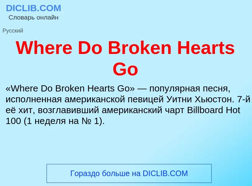 Che cos'è Where Do Broken Hearts Go - definizione