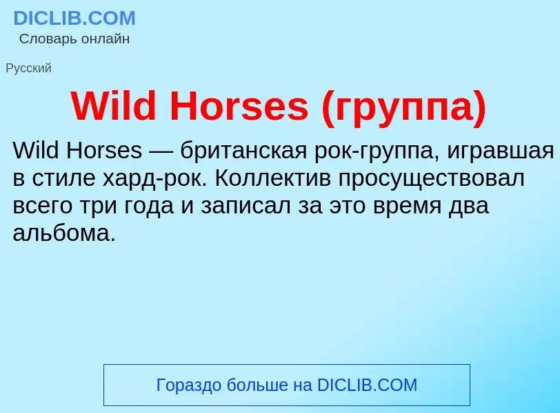 Che cos'è Wild Horses (группа) - definizione