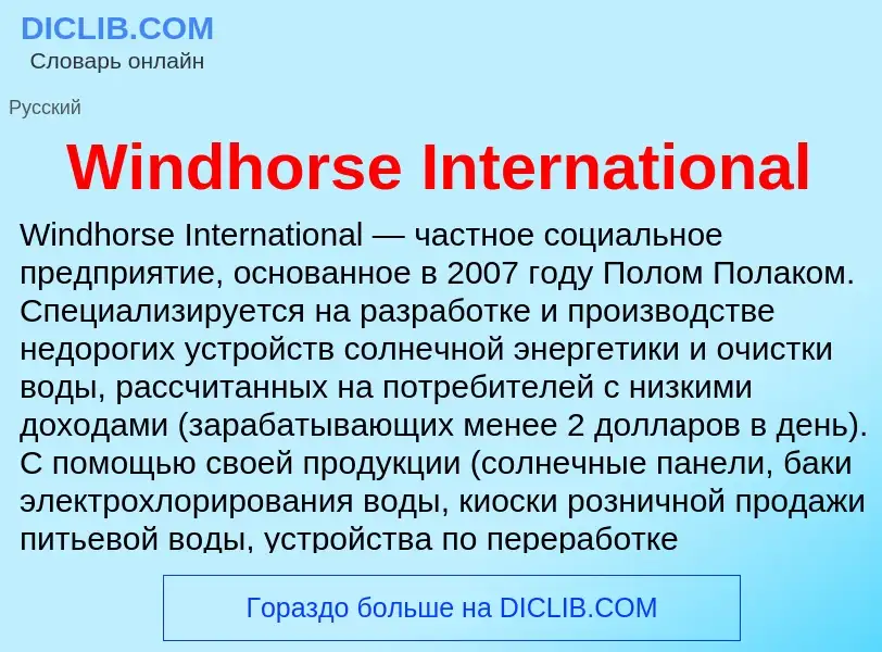 Che cos'è Windhorse International - definizione