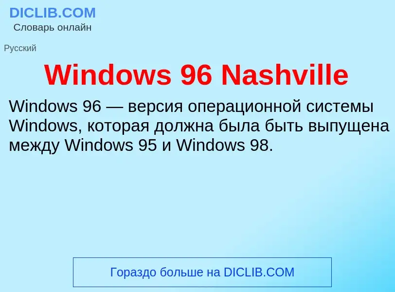 Che cos'è Windows 96 Nashville - definizione