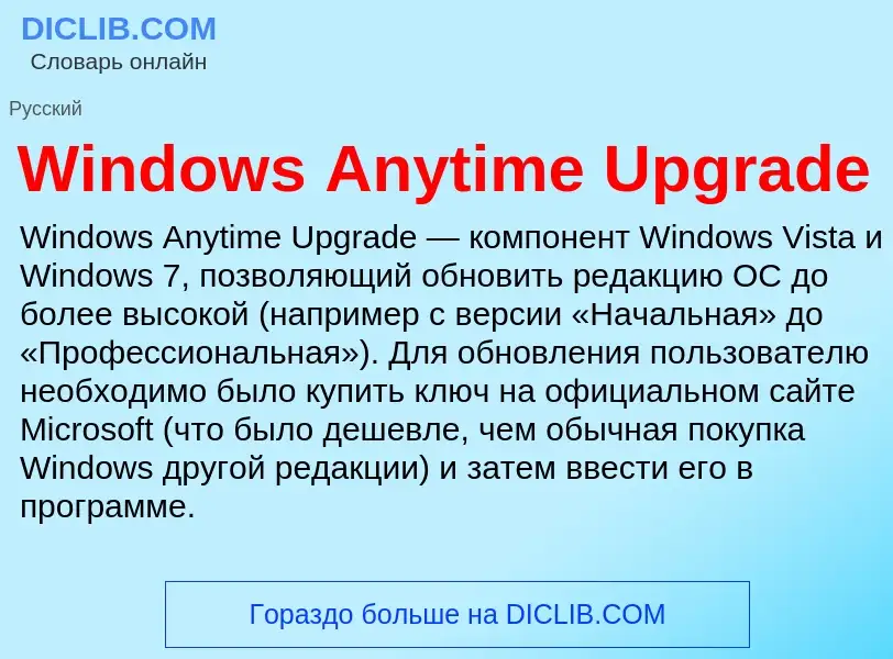 Che cos'è Windows Anytime Upgrade - definizione