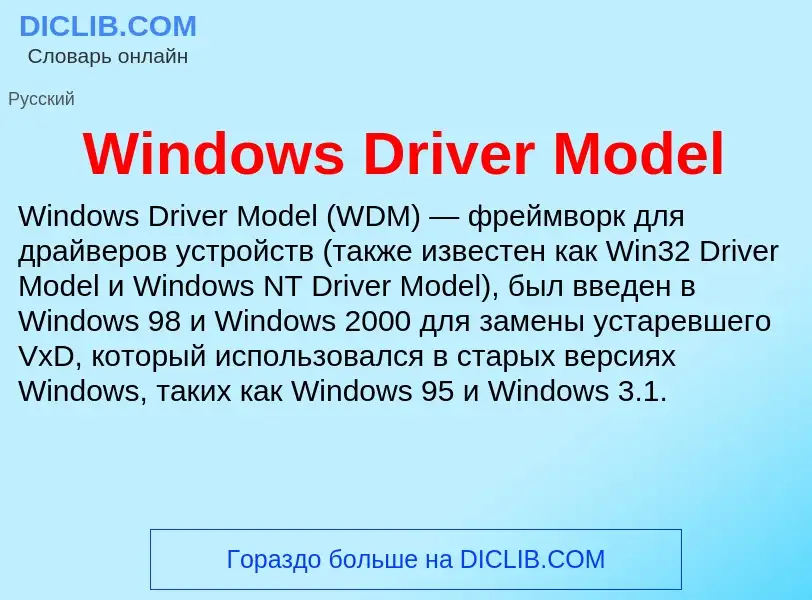 Che cos'è Windows Driver Model - definizione