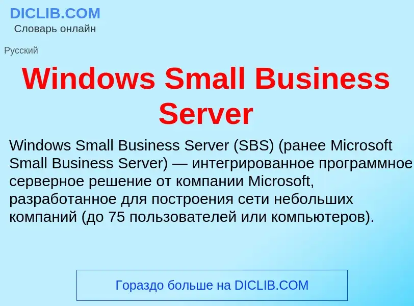 Che cos'è Windows Small Business Server - definizione