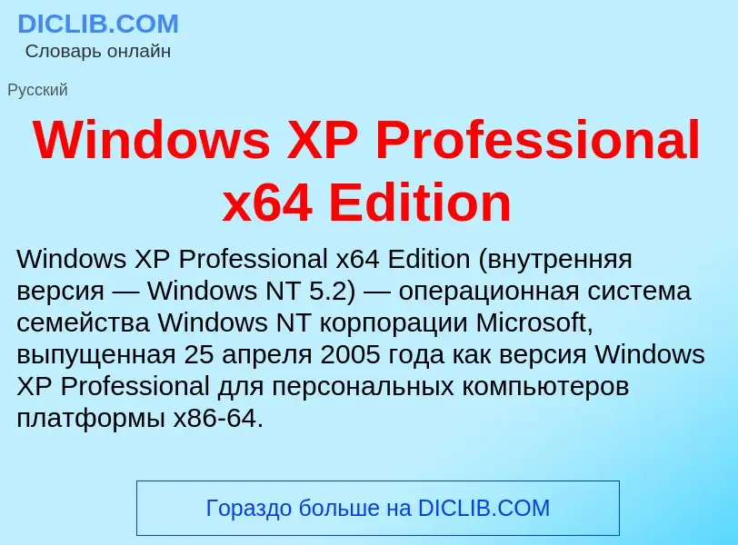 Che cos'è Windows XP Professional x64 Edition - definizione