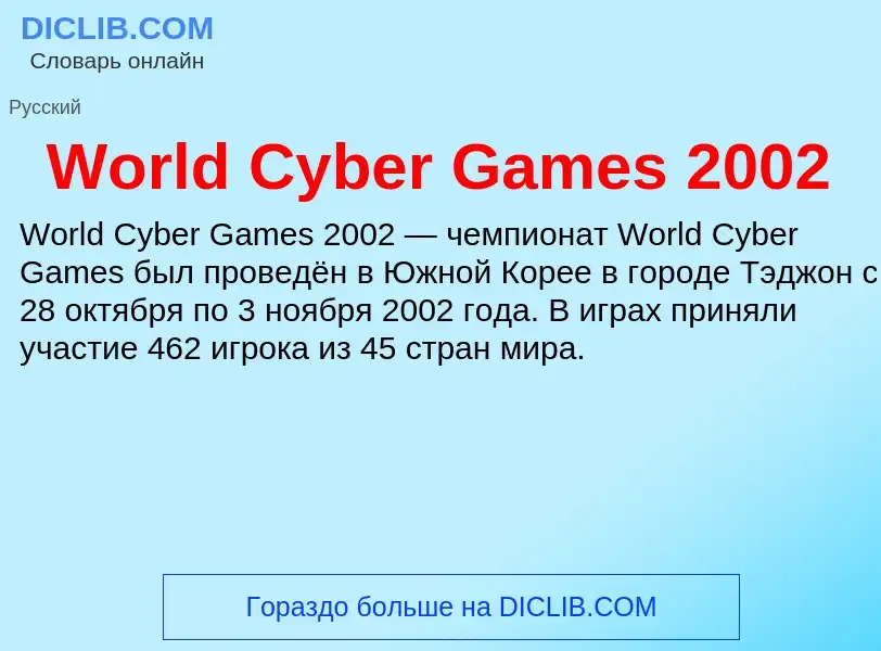 What is World Cyber Games 2002 - definition