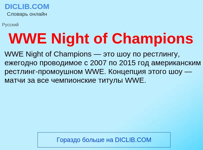 Che cos'è WWE Night of Champions - definizione