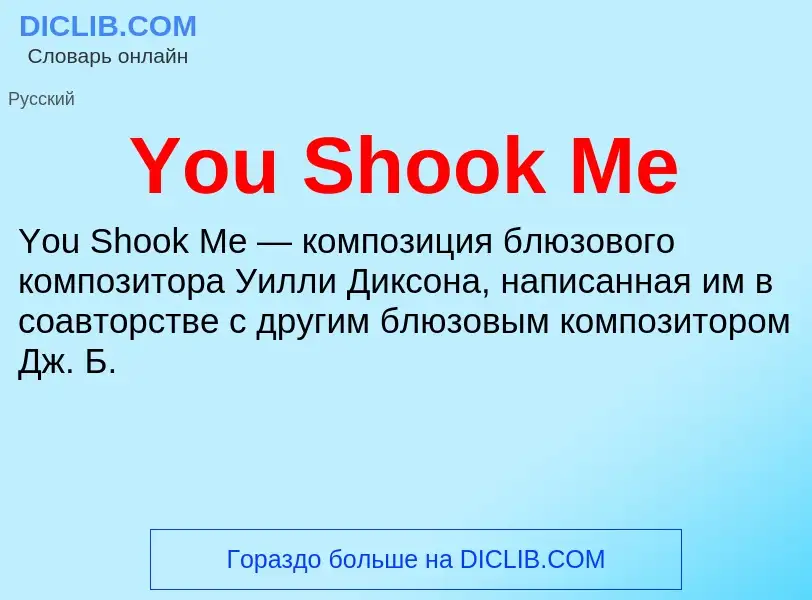 Was ist You Shook Me - Definition