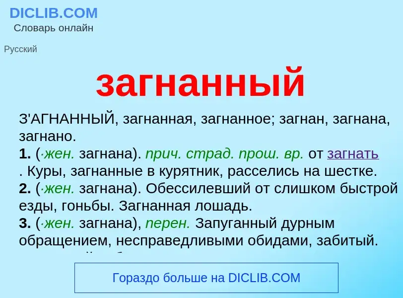 O que é загнанный - definição, significado, conceito