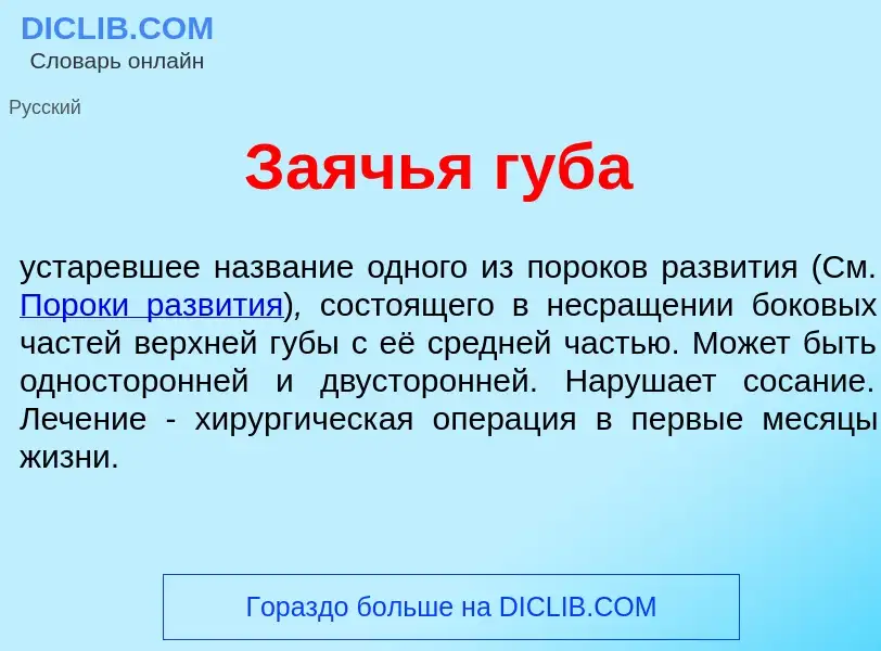 Wat is З<font color="red">а</font>ячья губ<font color="red">а</font> - definition