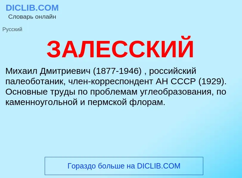 What is ЗАЛЕССКИЙ - meaning and definition