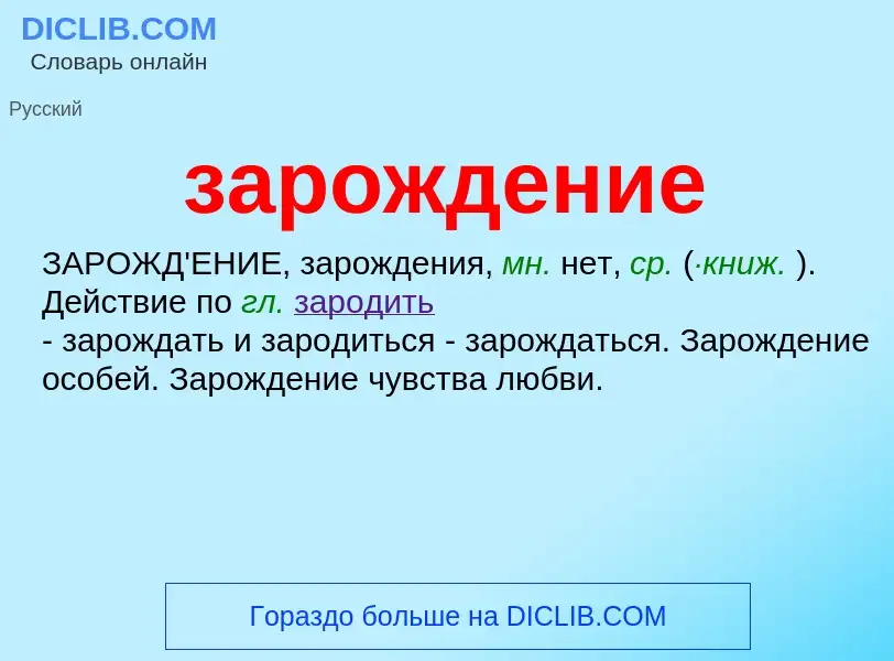 ¿Qué es зарождение? - significado y definición